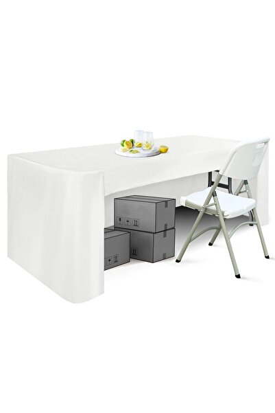 Choice مفرش طاولة مستطيل أبيض بطول 6 أقدام، غطاء طاولة للطاولات المستطيلة مصن...
