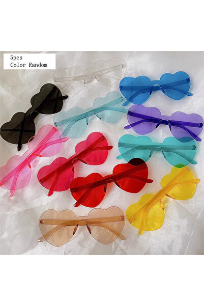 Choice style7 5pcs Jelly Peach Heart Sunglasses Female Street Photo Trendsetter Love Glasses Photo Cute Fun