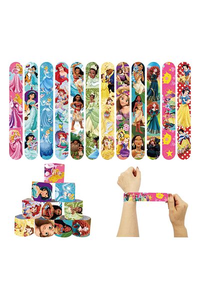 Miniso 12pcs Princess 12pcs Stitch Spiderman Slap Bracelets Birthday Gifts Party Favor Frozen Princess Toy