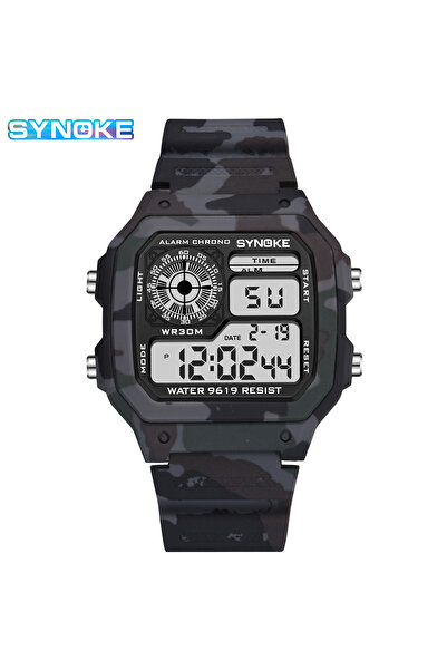 Choice ساعة SYNOKE العسكرية الرقمية الخارجية باللون الرمادي المموه للرجال، ساعة رجالية عصرية كلاسيكية رياضية مقاومة للماء