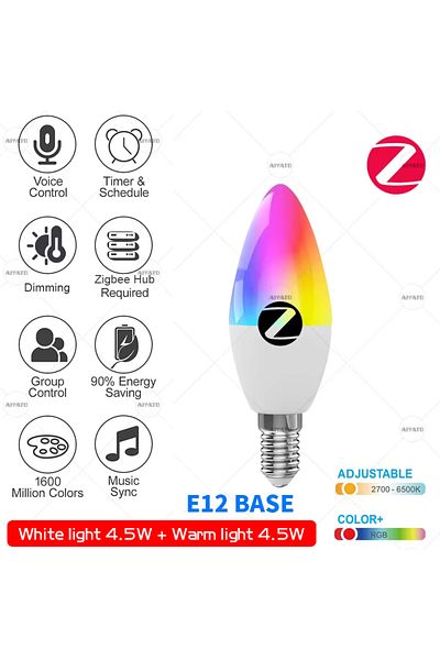 Choice 9w Yes E12 Base Zigbee E12 E14 Base Zigbee Smart Candle Bulb lamps Led RGB Light 110 220V Led RGBCW