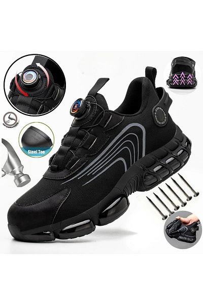 Choice 39 Black-Gray Rotary Buckle Work Sneakers Protective Shoes Safety Industrial Puncture-Proof Anti-sma