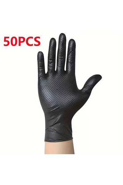 Choice M Diamond Black 50PCS 8Mil Heavy Duty Black Nitrile Gloves Disposable Gloves with Raised Diamond Tex