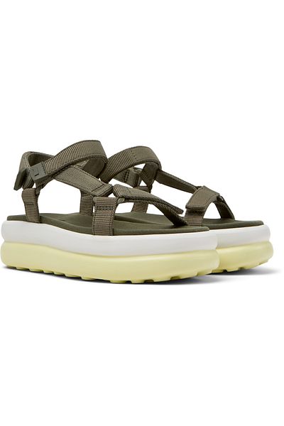 CAMPER Women's Green Athletic-Style Hook And Loop Casual Sandals - Lightweight Pelotas Flota Up