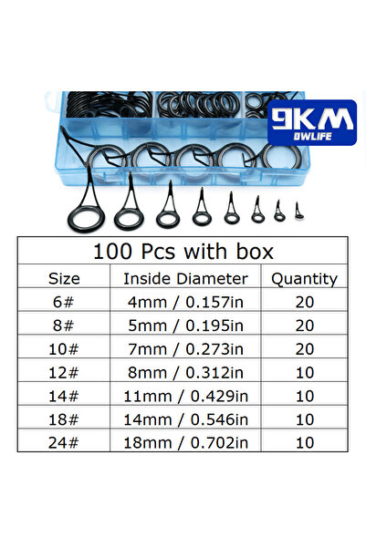 Choice ١٠٠ قطعة مع علبة، ٨-١٠٥ قطعة، دليل صنارة صيد دوارة، طقم إصلاح صنارة تل...
