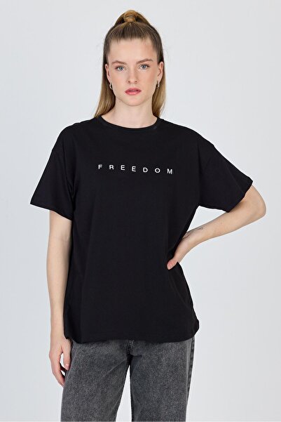 Rays تي شيرت أسود كبير الحجم مطبوع عليه نص 100% قطن 2150-3M