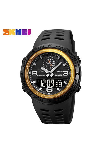 Skmei gold-black SKMEI 1655 Sports Digital Watch for Men Dual Display Waterproof Student Electronic Mens W