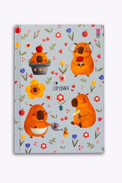 Thinkbook Capybara Flowers Hard Cover Notebook 14X20