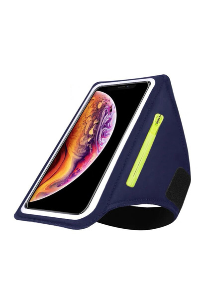 Choice حقيبة ذراع اللياقة البدنية باللون الأزرق الداكن مع سحاب وسماعات رأس لل...