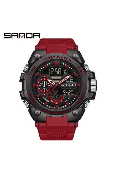 Choice ساعة يد إلكترونية متعددة الوظائف رياضية خارجية مقاومة للماء للرجال من ريد ساندا SD3302-12