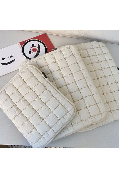 Choice 13-14 inch White Puffy Laptop Bag Sleeve 11/13/14/15/15.6 Inch Quilted Case Laptop Cover For MacBook