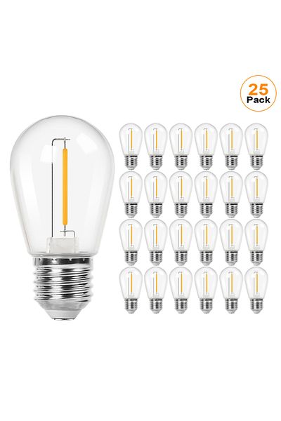 Choice 1W Yes E27 220V 25Pack S14 1W LED String Light Bulbs Equal to 11W E27 Base Vintage Edison Plastic Wa