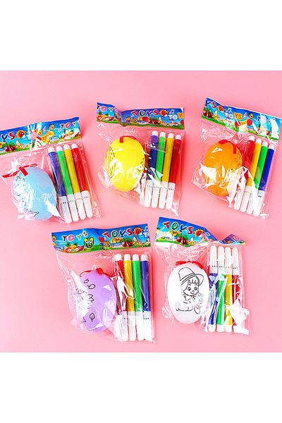 Choice 6pcs 6 PCS DIY Creative Cartoon Cute Painting Coloring Egg Toy Prize Birthday Party Gift Bag Pitana