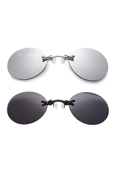 Choice قطعتان من النظارات الشمسية ذات المشبك على الأنف باللونين الفضي والرماد...