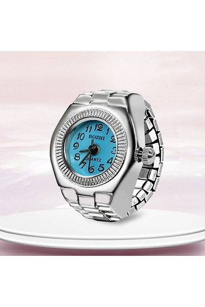 choice2 sky blue Ring Watch New Hot Selling Creative Alloy Shell Finger Circular Dial Couple Men And Women