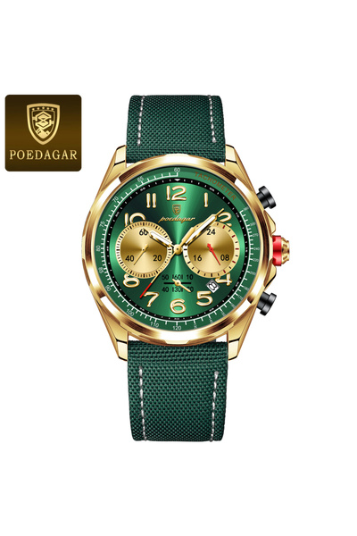 Choice 862 Gold Green POEDAGAR Luxury Men Quartz Watch Waterproof Luminous Ch...