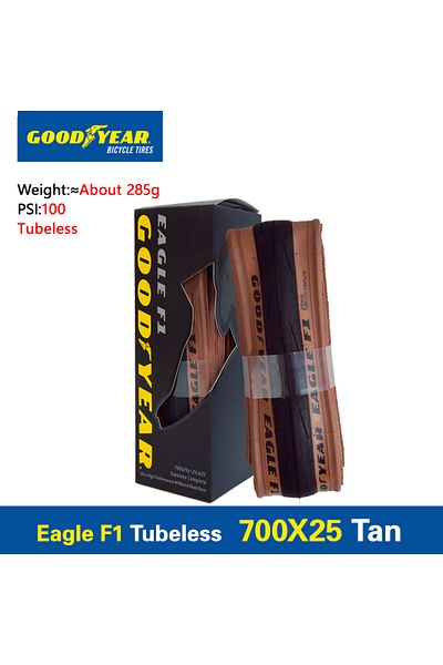 Choice Foldable F1-700x25C-Tan-TLR Goodyear Bicycle Tires Eagle F1 Supersport 700x28C Tubeless/Tube Road Bi