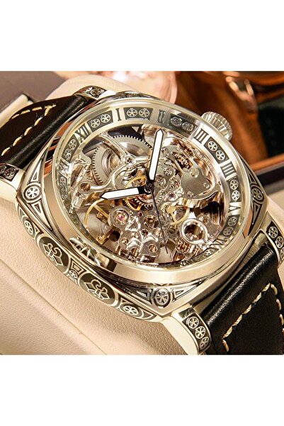 Choice Option 1 golden A MEN'S Black Zinc Alloy Business Style Luminous Carve...