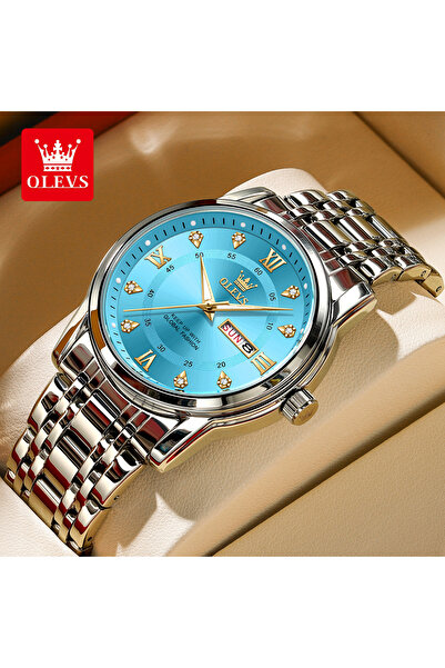 Choice نعم، ساعة يد أصلية كاجوال للرجال من OELVS باللون الأزرق السماوي، مقاوم...