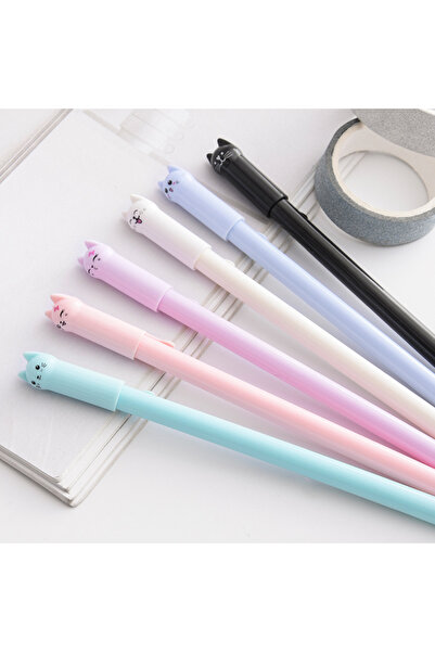 Choice مجموعة من 6 أقلام هلامية بلاستيكية لطيفة على شكل قطط للأولاد والبنات، ...