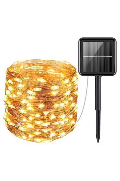 Choice 12M100LED Warm White 1Pack 100/200 LED Solar String Lights Outdoor Waterproof With 8 Modes Fairy Twi