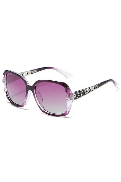 Choice PURPLE New Ladies' Sunglasses with High Sense and Diamond-encrusted Sunglasses Protect against Ultra