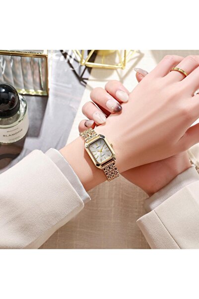 Choice ساعة كلاسيكية أنيقة بسوار من خمس حبات مربعة للنساء، ساعة إلهة أساسية