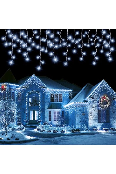 Choice ستارة جليدية بيضاء تعمل بالطاقة الشمسية بطول 3.5 متر و96 مصباحًا، أضواء عيد الميلاد الخارجية المقاومة للماء، سلسلة ديكور للأفاريز