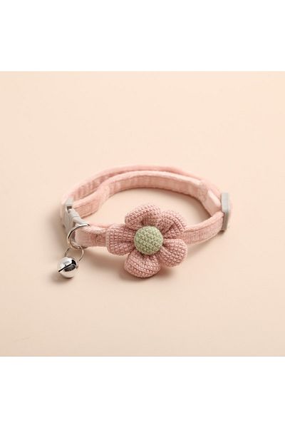 Choice Pink Cat Bell Collar Colorful Adjustable Sweat Cute Cartoon Pet Collar Sun Flower Bowtie Soft Polyes