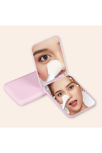 Choice Pink Mini Compact Led Makeup Mirror With Light 2X Magnifying Small Pocket Portable Travel Pink Black