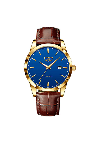 Lige ساعة LIGE للرجال باللونين البني والذهبي والأزرق، ساعات يد عسكرية رياضية ...