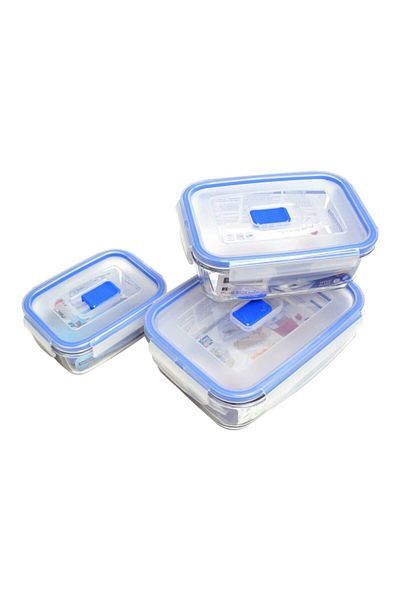 Luminarc 3-Piece Rectangular Food Storage Box Set with Lunch Bag