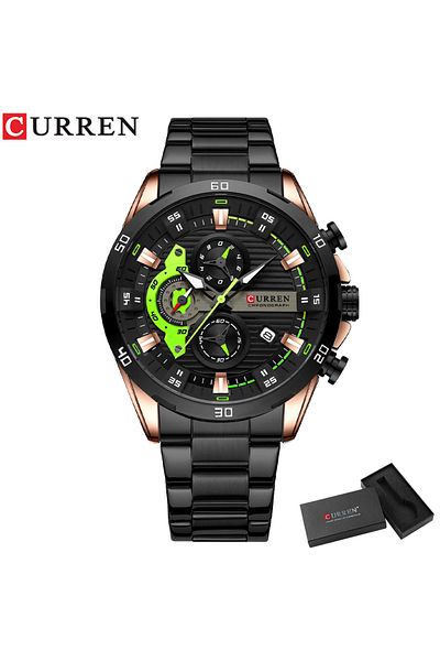 Curren rose black box CURREN Stainless Steel Watches for Mens Creative Fashion Luminous Dial with Chronogra