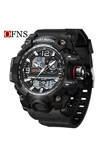 Choice ساعات OFNS الفاخرة للرجال باللونين الأسود والأبيض على طراز G مقاومة للماء حتى عمق 50 مترًا، رياضية متعددة الوظائف، كوارتز عسكرية