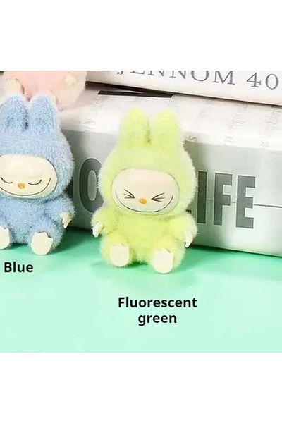 Choice fluorescent green Labubu Mini Sitting Posture 4.3cm Plush Toy Desktop Exquisite Diy Ornament Creativ