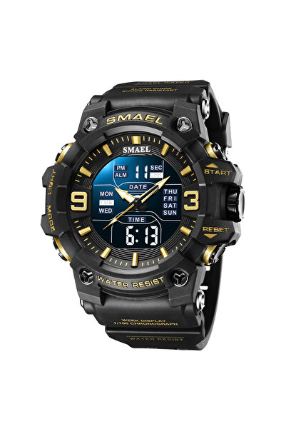 Choice1 BLACK GOLD SMAEL 8049 Watch Sport LED Light Alarm Clock Dual Time Dis...
