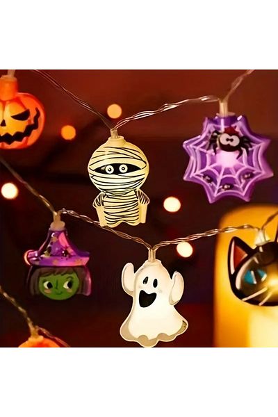 Choice 1.5M10LED Warm White 1PC Halloween 10/20 LED Battery Powered String Lights With Ghost Witch Cat Pump