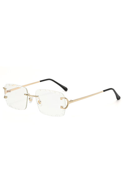 Choice نظارات شمسية ذهبية شفافة مربعة بدون إطار معدنية عالية الجودة للرجال والنساء