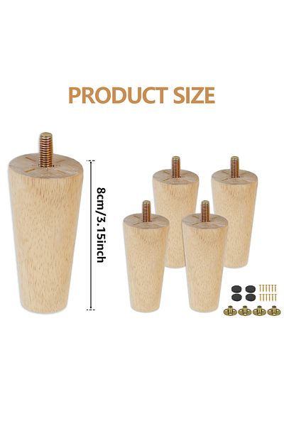 Choice A-8CM-4PCS 4Pcs Furniture Leg Wooden Replacement Furniture Feet 8/15/20cm Height Table Leg with Scre