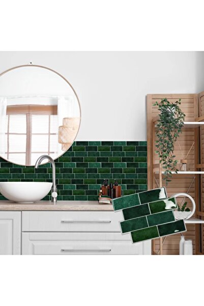 Choice 20 قطعة من بلاط الحائط القابل للتقشير واللصق باللون الأخضر، ورق حائط م...