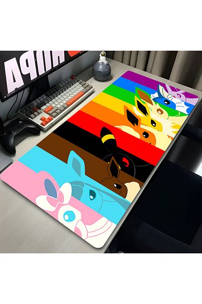 Miniso 900x400x2mm TK-0000009509 Kawaii Japan Anime Mouse Pad PC Colorful E-eevee Gamer Cabinet Mousepad XX