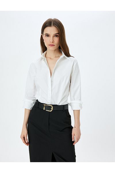 Koton Long sleeve buttoned cotton classic shirt.