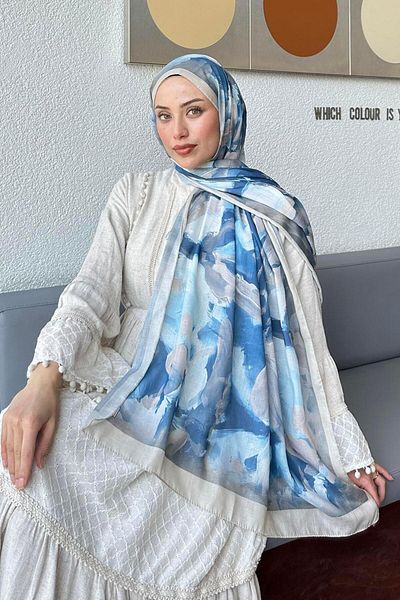 lamelif Şal din bumbac cu model elegant Indigo