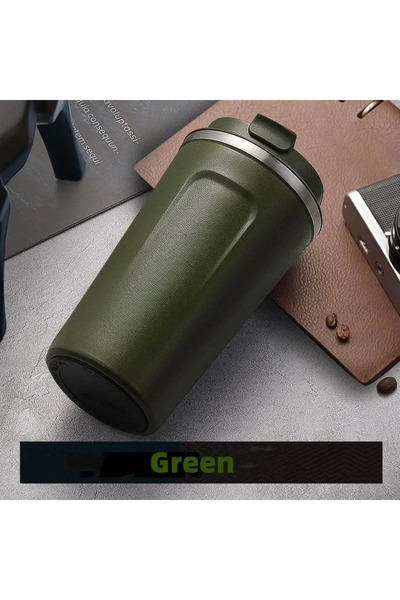 Choice كوب قهوة للسفر من الفولاذ المقاوم للصدأ سعة 510 مل، أخضر عسكري، 380/51...