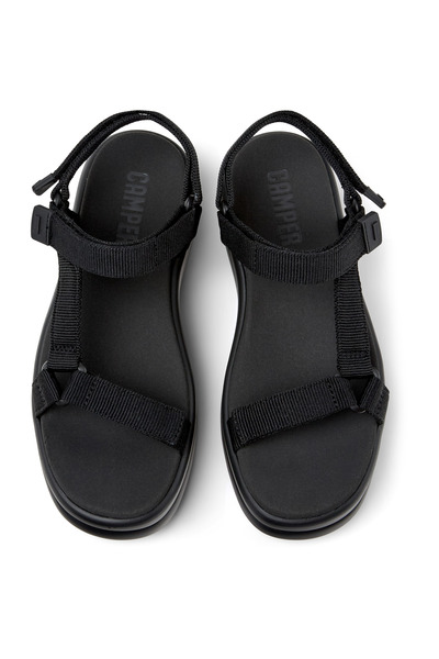 CAMPER Women's Black Hook And Loop Sandals with Comfortable High Sole for Daily Use PelotasFlotaUp