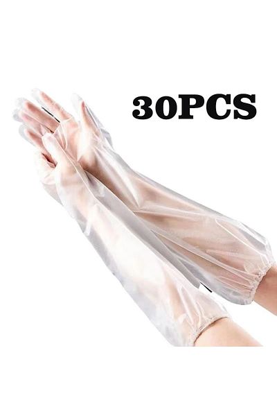 Choice Transparent 30PCS Disposable Arm Guard Gloves Kitchen Household Cleaning Waterproof Elastic Drawstri