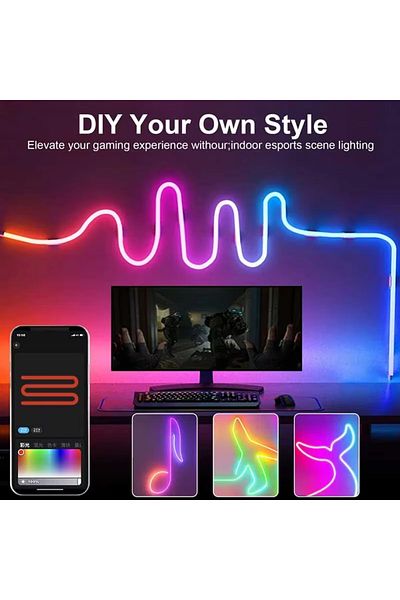 Choice 2M 5V USB RGBIC Neon LED Strip,1/2/3/4/5M IP65 RGBIC Neon lamp tape with Bluetooth App and Remote Fo