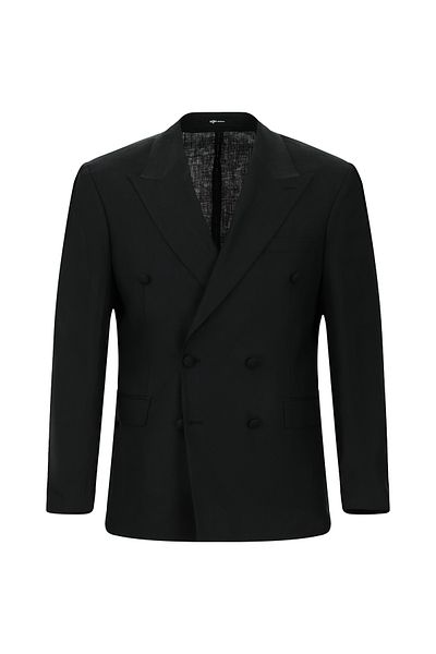 Kiğılı Oversize Extra Comfortable Fit Pointed Collar Double Breasted Linen Tuxedo & Groom Suit