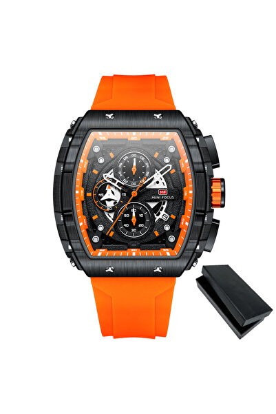 Choice ساعة ميني فوكس كرونوغراف كوارتز برتقالية للرجال بمينا تونيو وساعة يد ع...