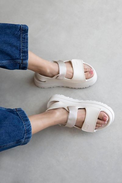 STRASWANS Zenya Women's Velcro Detail Sandals Beige